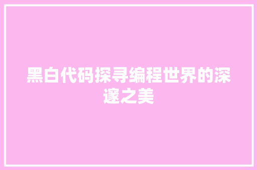 黑白代码探寻编程世界的深邃之美  第1张