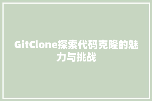 GitClone探索代码克隆的魅力与挑战
