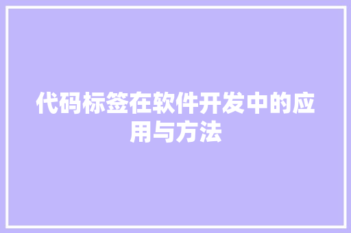代码标签在软件开发中的应用与方法