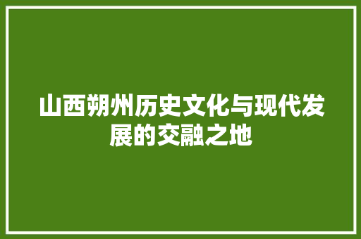 山西朔州历史文化与现代发展的交融之地