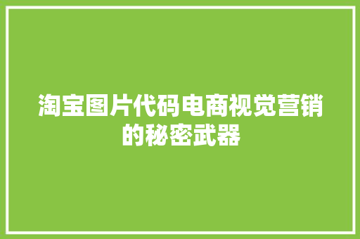淘宝图片代码电商视觉营销的秘密武器