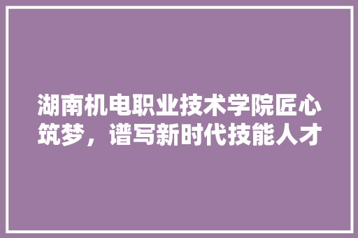 湖南机电职业技术学院匠心筑梦，谱写新时代技能人才培养新篇章