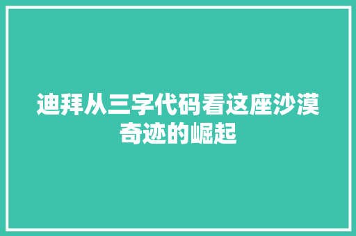 迪拜从三字代码看这座沙漠奇迹的崛起