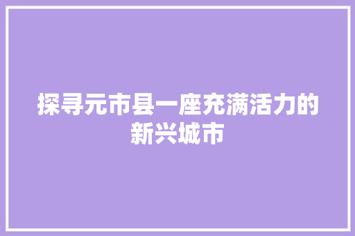 探寻元市县一座充满活力的新兴城市
