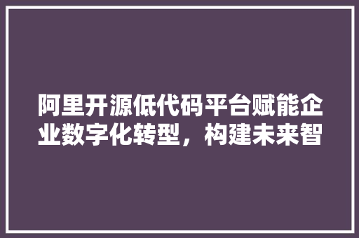 阿里开源低代码平台赋能企业数字化转型，构建未来智能生态