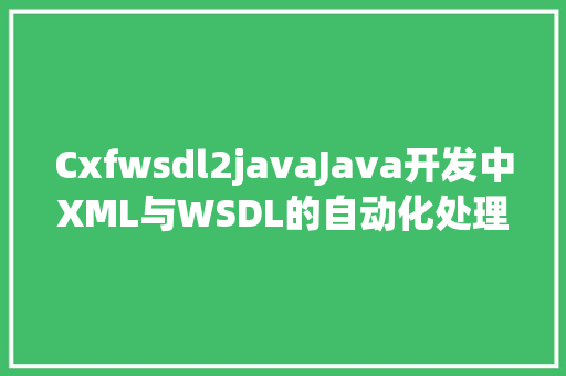 Cxfwsdl2javaJava开发中XML与WSDL的自动化处理之路  第1张