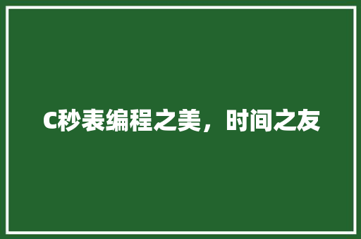 C秒表编程之美，时间之友