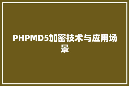 PHPMD5加密技术与应用场景
