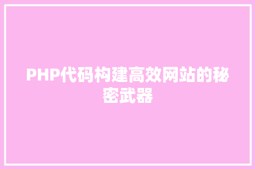 PHP代码构建高效网站的秘密武器