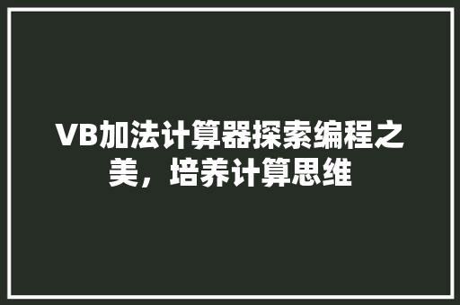 VB加法计算器探索编程之美，培养计算思维