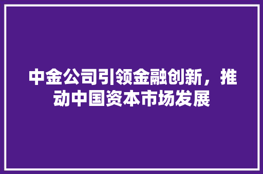 中金公司引领金融创新，推动中国资本市场发展  第1张