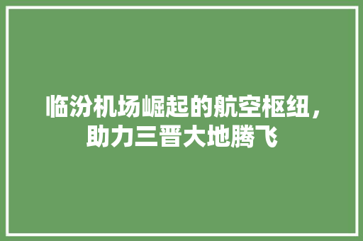 临汾机场崛起的航空枢纽，助力三晋大地腾飞