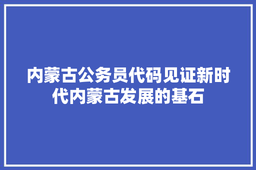 内蒙古公务员代码见证新时代内蒙古发展的基石