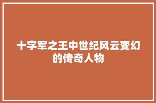 十字军之王中世纪风云变幻的传奇人物  第1张