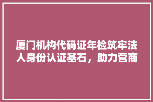 厦门机构代码证年检筑牢法人身份认证基石，助力营商环境优化升级