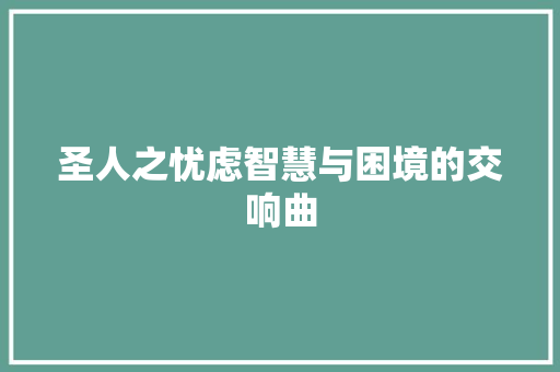 圣人之忧虑智慧与困境的交响曲  第1张