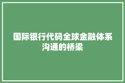 国际银行代码全球金融体系沟通的桥梁
