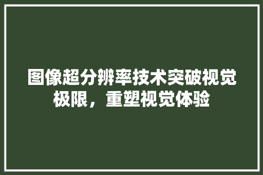 图像超分辨率技术突破视觉极限，重塑视觉体验