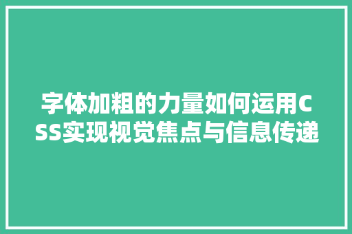 字体加粗的力量如何运用CSS实现视觉焦点与信息传递  第1张