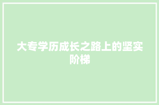 大专学历成长之路上的坚实阶梯