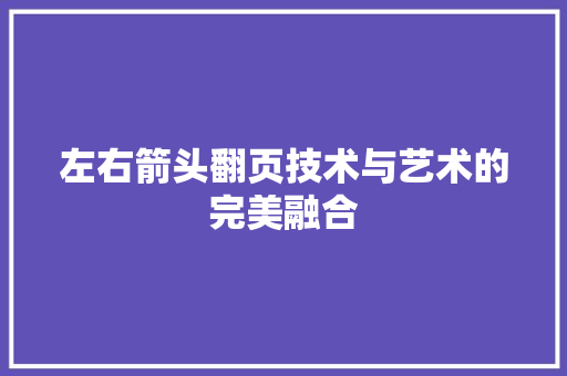 左右箭头翻页技术与艺术的完美融合