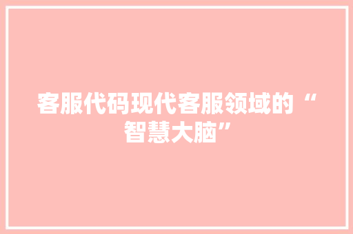 客服代码现代客服领域的“智慧大脑”