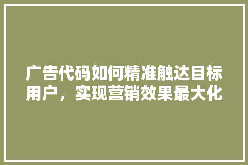 广告代码如何精准触达目标用户，实现营销效果最大化  第1张
