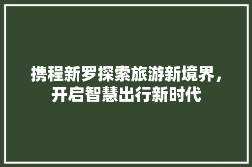 携程新罗探索旅游新境界，开启智慧出行新时代