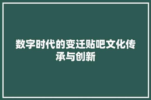数字时代的变迁贴吧文化传承与创新