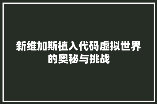 新维加斯植入代码虚拟世界的奥秘与挑战