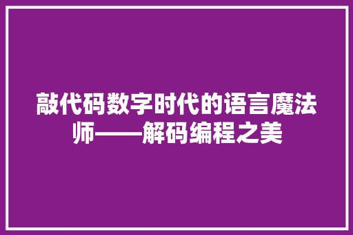 敲代码数字时代的语言魔法师——解码编程之美
