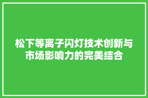 松下等离子闪灯技术创新与市场影响力的完美结合  第1张