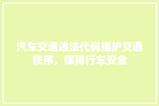 汽车交通违法代码维护交通秩序，保障行车安全