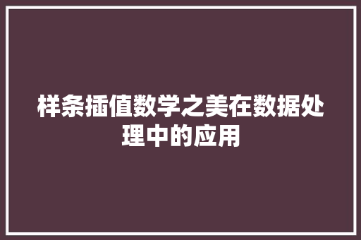 样条插值数学之美在数据处理中的应用