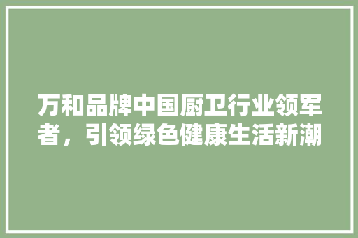 万和品牌中国厨卫行业领军者，引领绿色健康生活新潮流