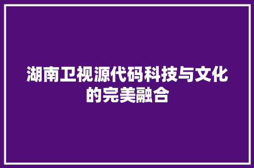 湖南卫视源代码科技与文化的完美融合